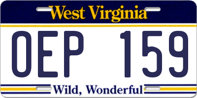WV license plate OEP159