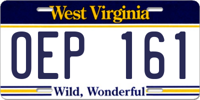 WV license plate OEP161