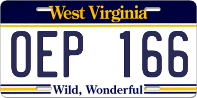 WV license plate OEP166