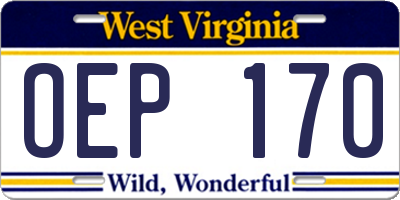 WV license plate OEP170