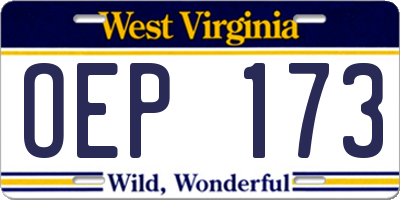 WV license plate OEP173