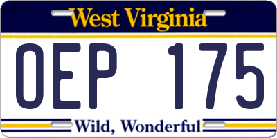 WV license plate OEP175
