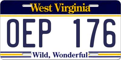 WV license plate OEP176