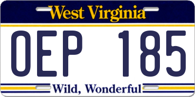 WV license plate OEP185