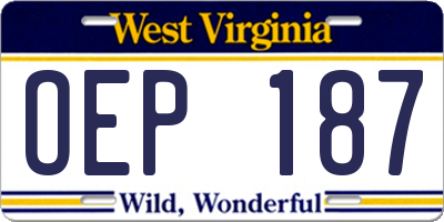 WV license plate OEP187