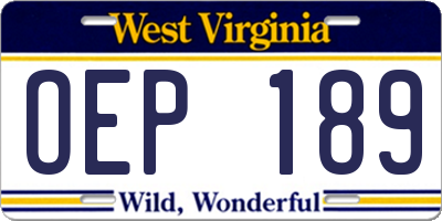 WV license plate OEP189