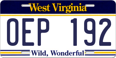 WV license plate OEP192