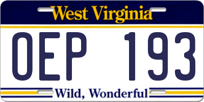 WV license plate OEP193