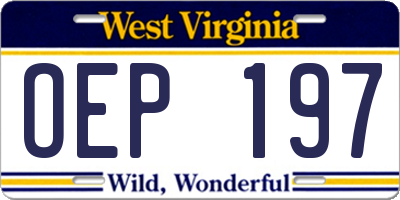 WV license plate OEP197
