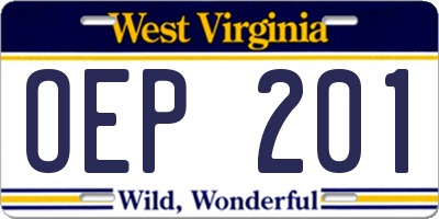 WV license plate OEP201