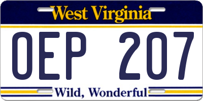 WV license plate OEP207