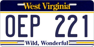 WV license plate OEP221