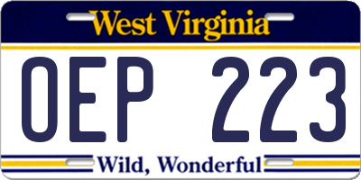 WV license plate OEP223