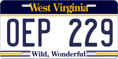 WV license plate OEP229