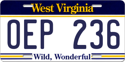 WV license plate OEP236