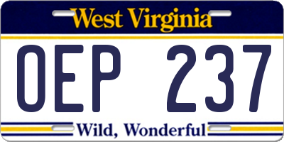 WV license plate OEP237