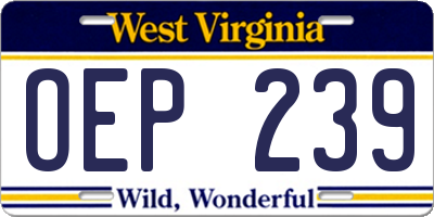 WV license plate OEP239