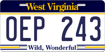 WV license plate OEP243