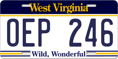 WV license plate OEP246