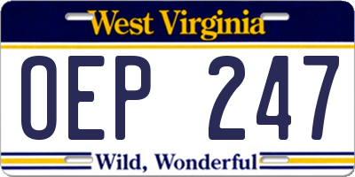 WV license plate OEP247