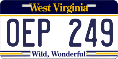 WV license plate OEP249