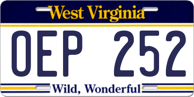 WV license plate OEP252