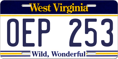 WV license plate OEP253