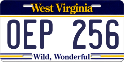 WV license plate OEP256