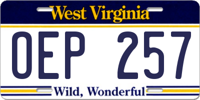 WV license plate OEP257