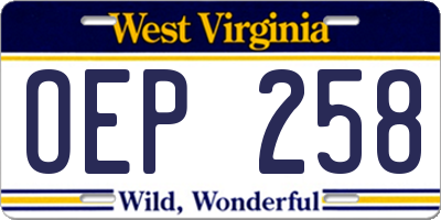 WV license plate OEP258