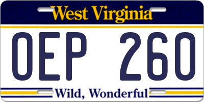 WV license plate OEP260