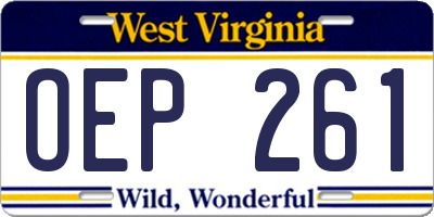 WV license plate OEP261