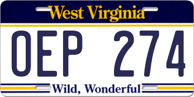 WV license plate OEP274