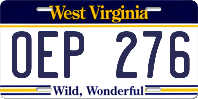 WV license plate OEP276