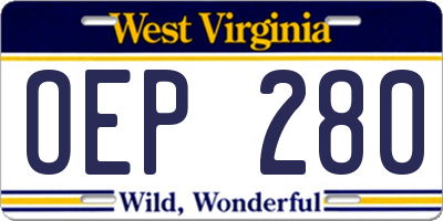 WV license plate OEP280
