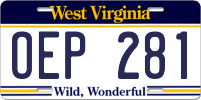 WV license plate OEP281