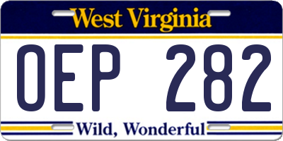 WV license plate OEP282
