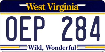 WV license plate OEP284