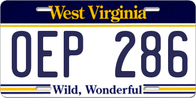 WV license plate OEP286