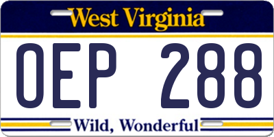 WV license plate OEP288