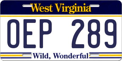 WV license plate OEP289