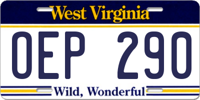 WV license plate OEP290