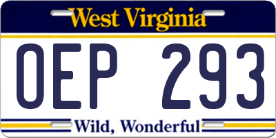 WV license plate OEP293