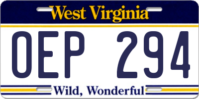 WV license plate OEP294