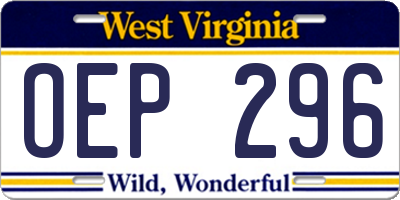WV license plate OEP296