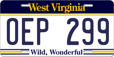 WV license plate OEP299