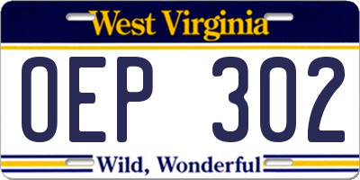 WV license plate OEP302