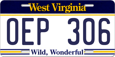 WV license plate OEP306