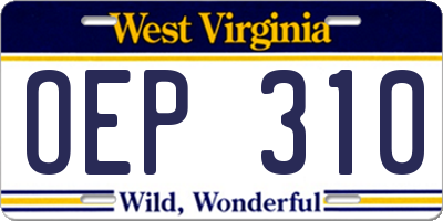 WV license plate OEP310