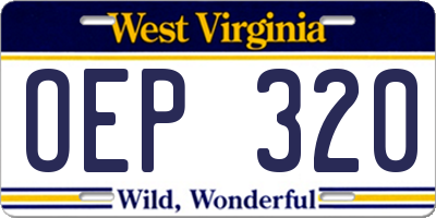 WV license plate OEP320